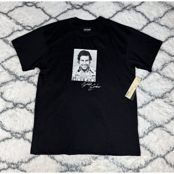 Reason Other - REASON Pablo Escobar Medellin Cartel Mugshot T-Shirt Black Men's Sz L *NEW*